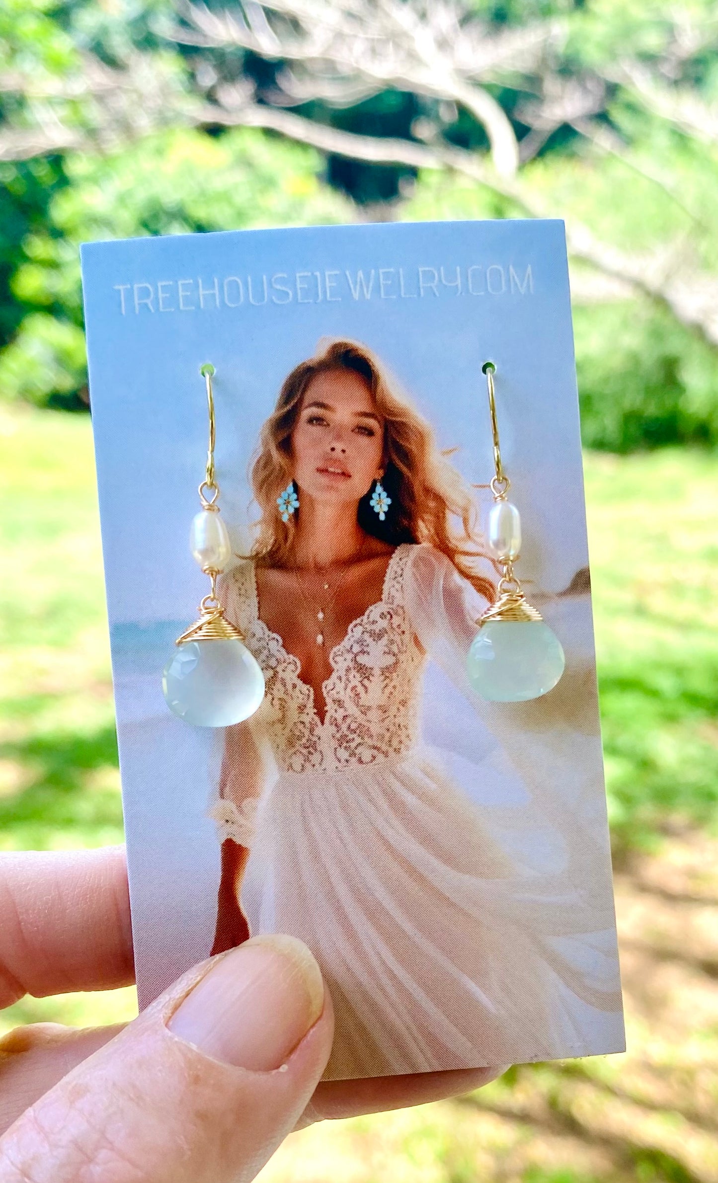 Delightful Aqua Chalcedony and petite pearl dangle earrings. Glowing & AMAZING natural gemstones and pearls. Available with more gemstones. Handmade in Hawaii with love 💗