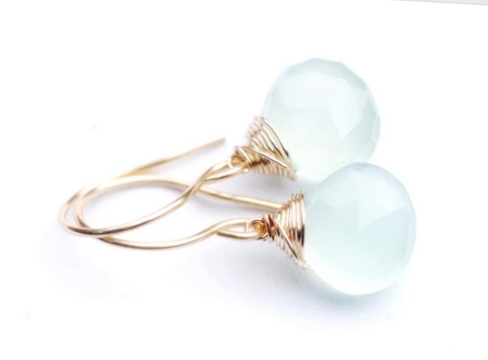 Aqua sky blue Topaz Crystal earrings // Crystal gemstone jewelry // Wire wrapped jewelry // Handmade in Hawaii with love //