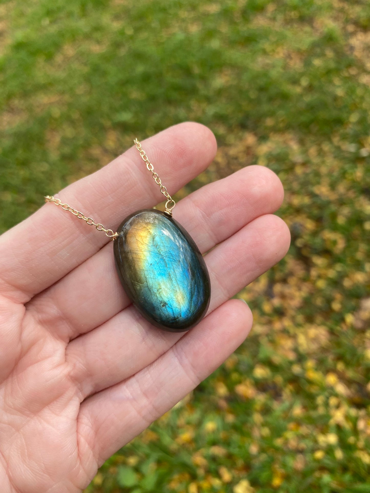 Gorgeous Large Labradorite Necklace // AAA flash quality Labradorite // Boho // Wire wrapped jewelry // Made in Hawaii with love //