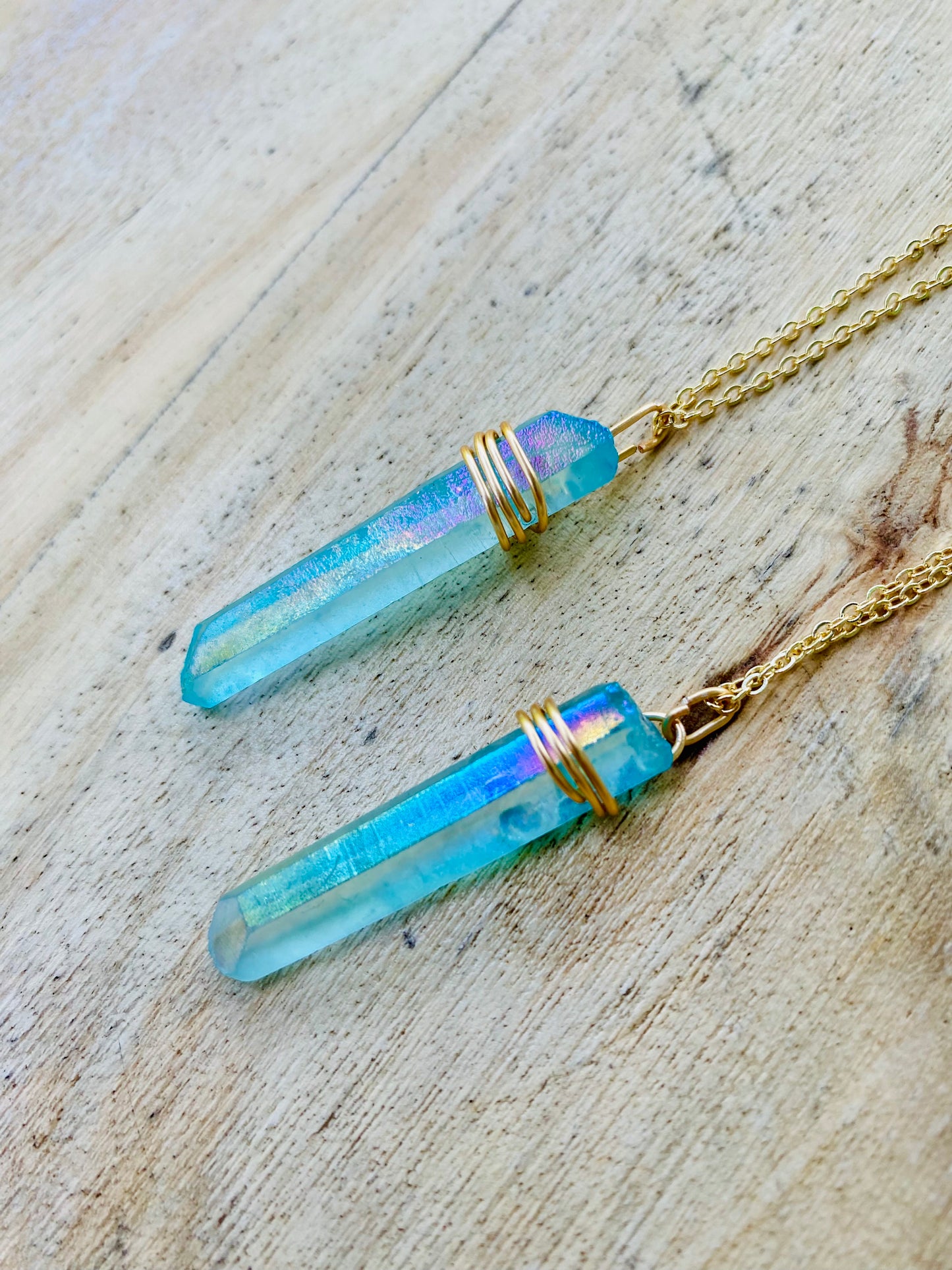 Absolutely delightful, Raw, Aqua blue, Fluorite Crystal Point necklace // Wire wrapped jewelry // Handmade in Hawaii with love //