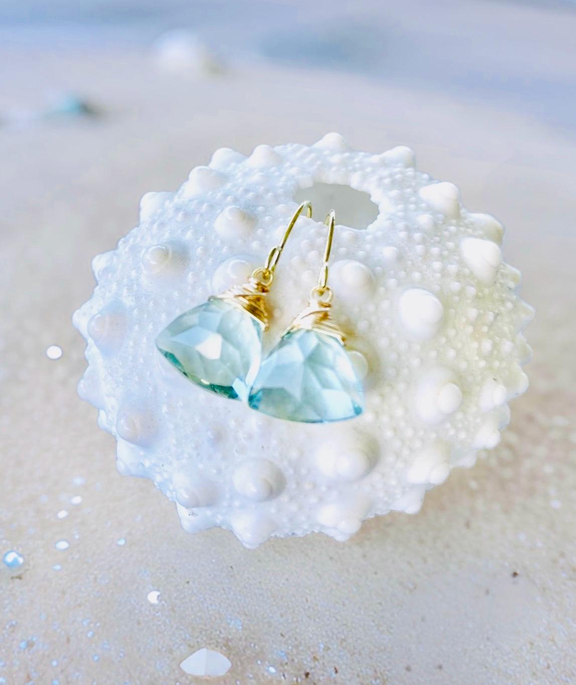 Aqua sky blue Topaz Crystal earrings // Crystal gemstone jewelry // Wire wrapped jewelry // Handmade in Hawaii with love //