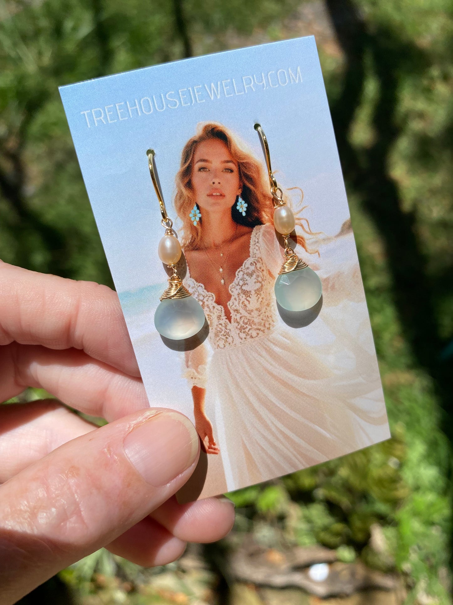 Delightful Aqua Chalcedony and petite pearl dangle earrings. Glowing & AMAZING natural gemstones and pearls. Available with more gemstones. Handmade in Hawaii with love 💗