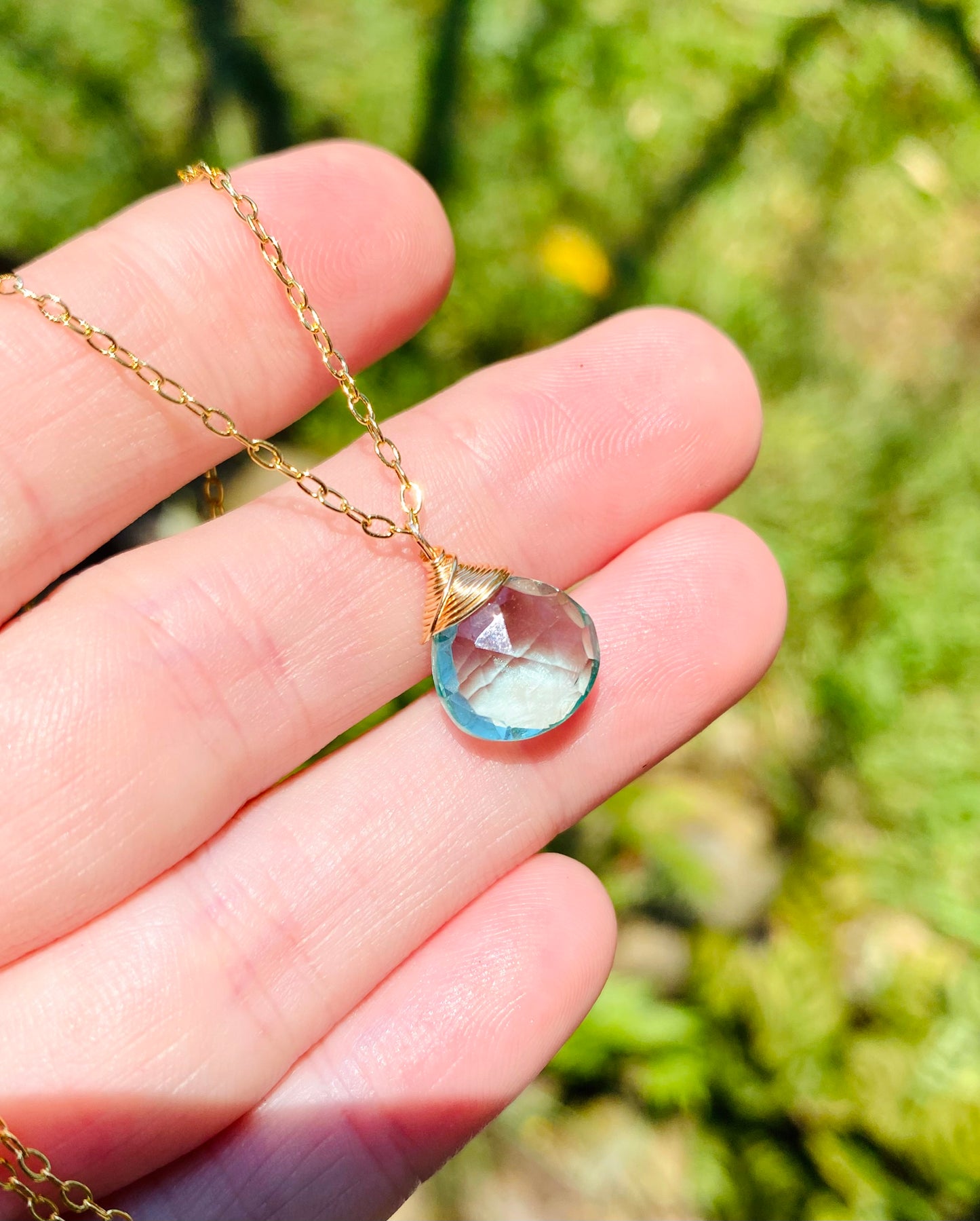 Aqua sky blue Fluorite Crystal Necklace and earrings // Crystal gemstone jewelry // Wire wrapped jewelry // Handmade in Hawaii with love //