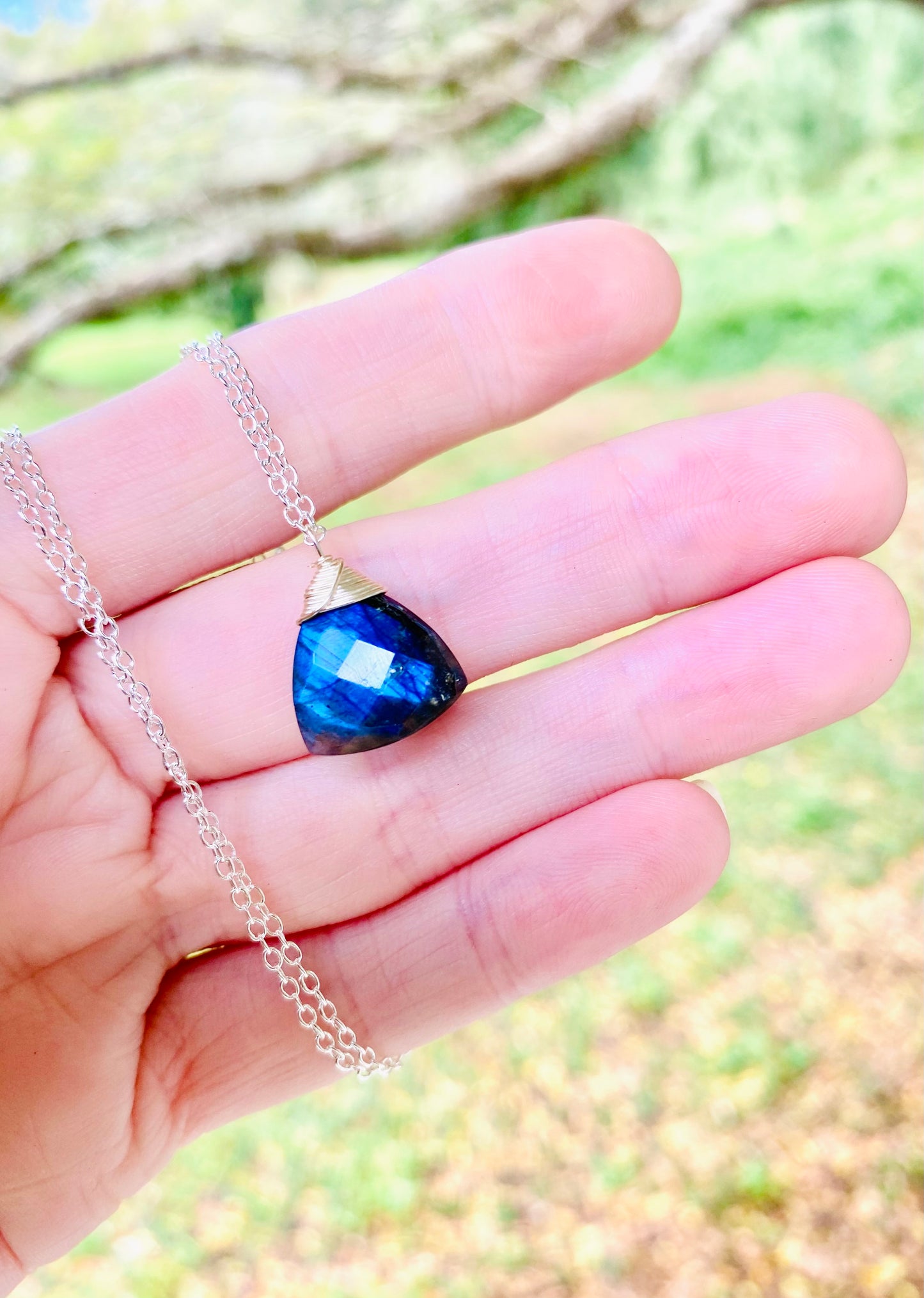 Absolutely delightful Pyramid shaped Labradorite Necklace // AMAZING & UNIQUE gemstones // Blue Flash //Boho // Lovingly Handmade in Hawaii //