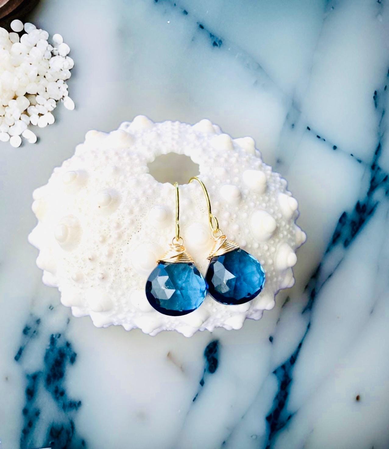 Aqua sky blue Topaz Crystal earrings // Crystal gemstone jewelry // Wire wrapped jewelry // Handmade in Hawaii with love //
