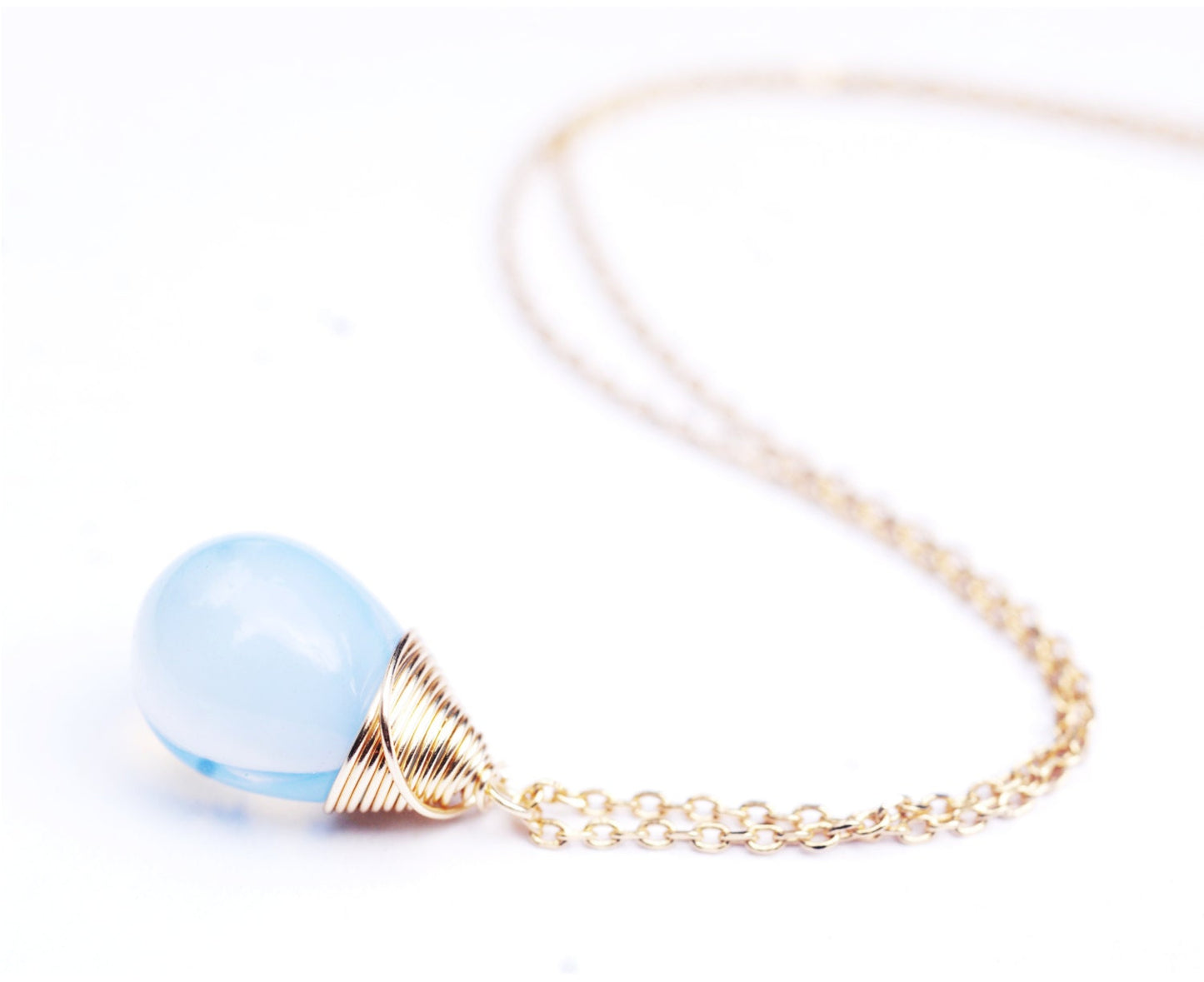 Wonderful glass drop necklace and earrings // Ocean inspired eco friendly & wrapped in quality gold or silver wire //Handmade in hawaii with love //
