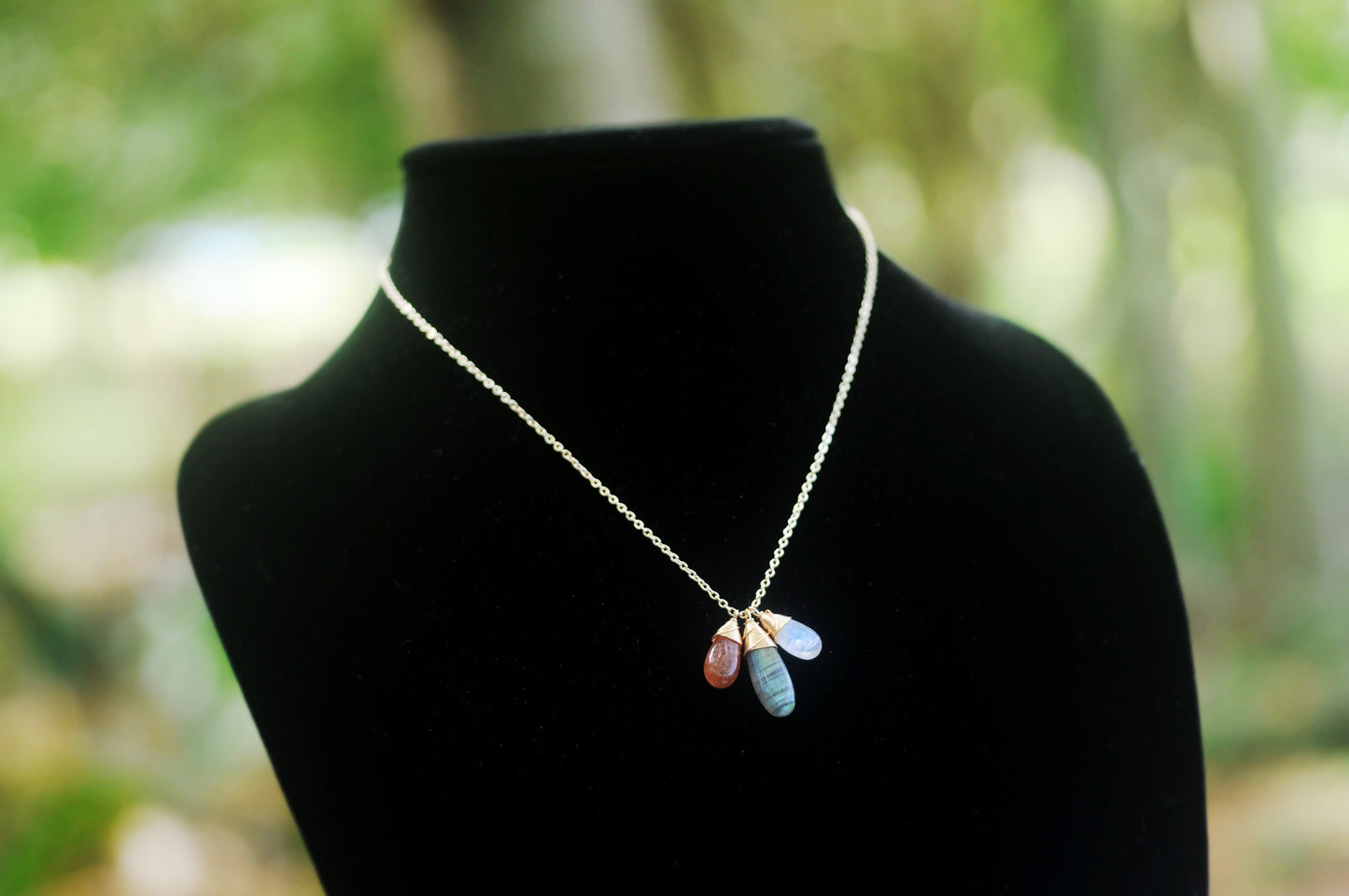 STUNNING Labradorite, Moonstone & Sunstone necklace // AMAZING, Glowing, AAA gemstones // Wire wrapped jewelry made in Hawaii with love //