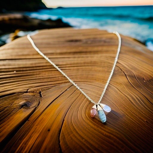 AMAZING Labradorite, Moonstone & Sunstone trio necklace // AMAZING, Glowing, AAA gemstones // Wire wrapped jewelry made in Hawaii with love //