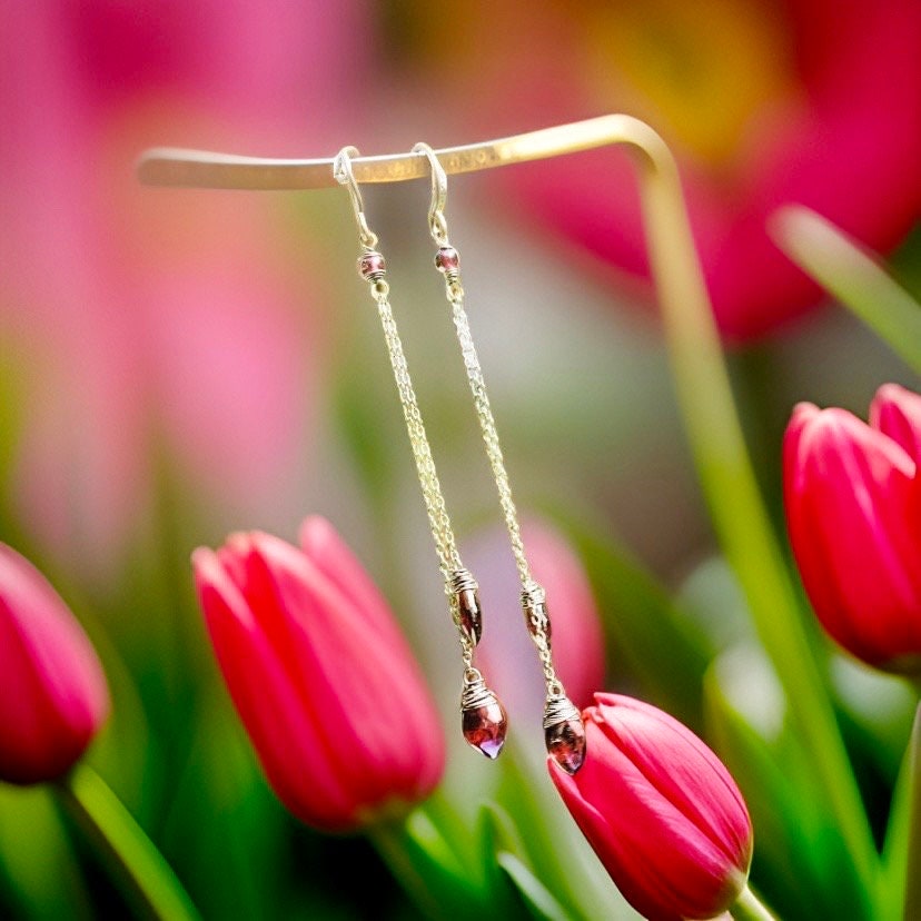 Watermelon Tourmaline Lariat necklace - or pick other stones - wirewrapped with 24K fine gold filled wire or sterling silver - ONE OF A KIND AND VERY LIMITED EDITION and handmade in Hawaii with love πππ