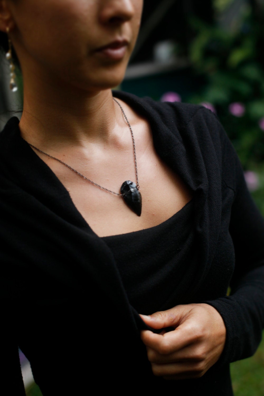 MOON WARRIOR Obsidian Arrowhead pendant with Rainbow Moonstone Labradorite // Wire wrapped jewelry // Boho // Handmade in Hawaii with love //