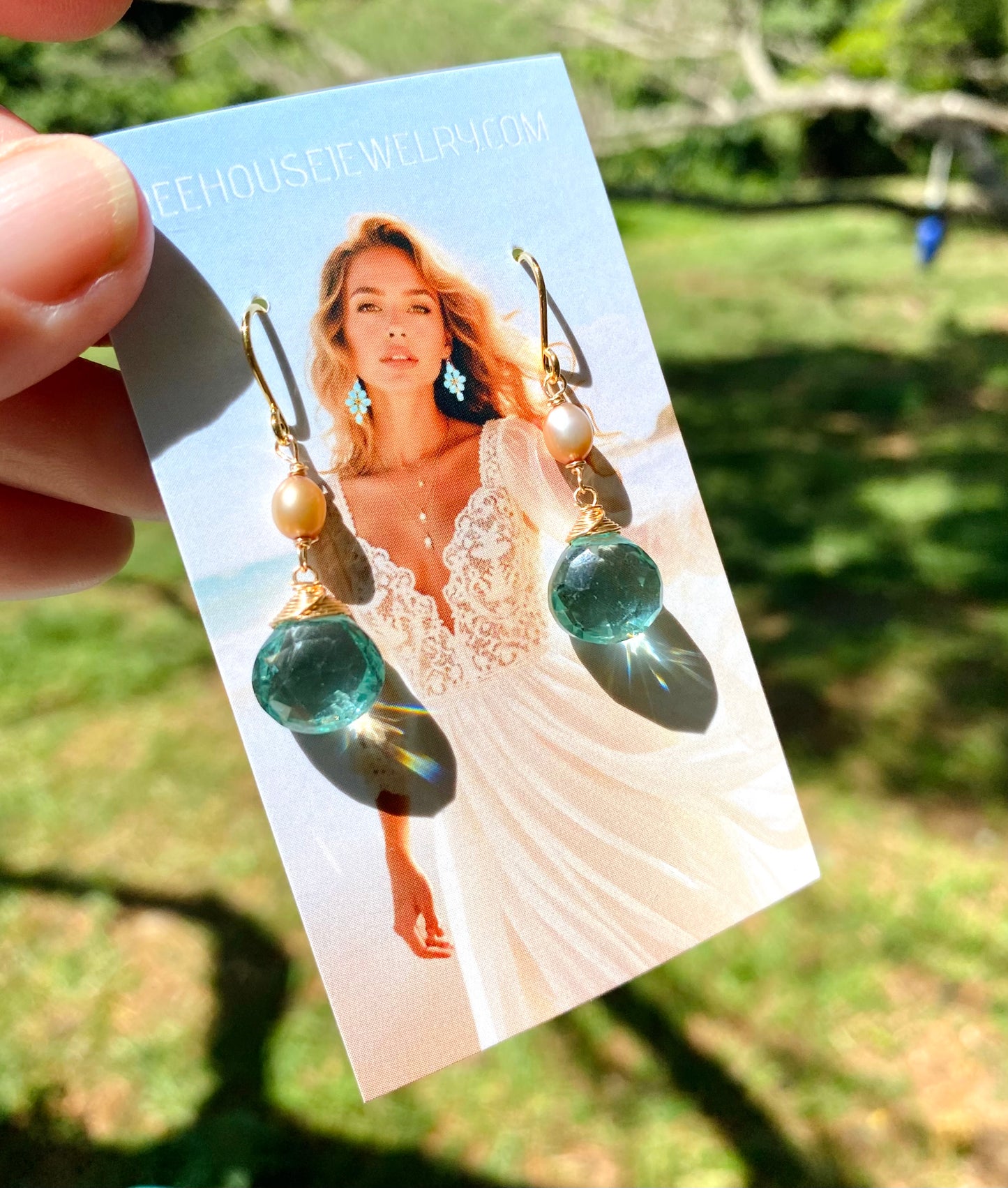 Delightful Aqua Chalcedony and petite pearl dangle earrings. Glowing & AMAZING natural gemstones and pearls. Available with more gemstones. Handmade in Hawaii with love 💗