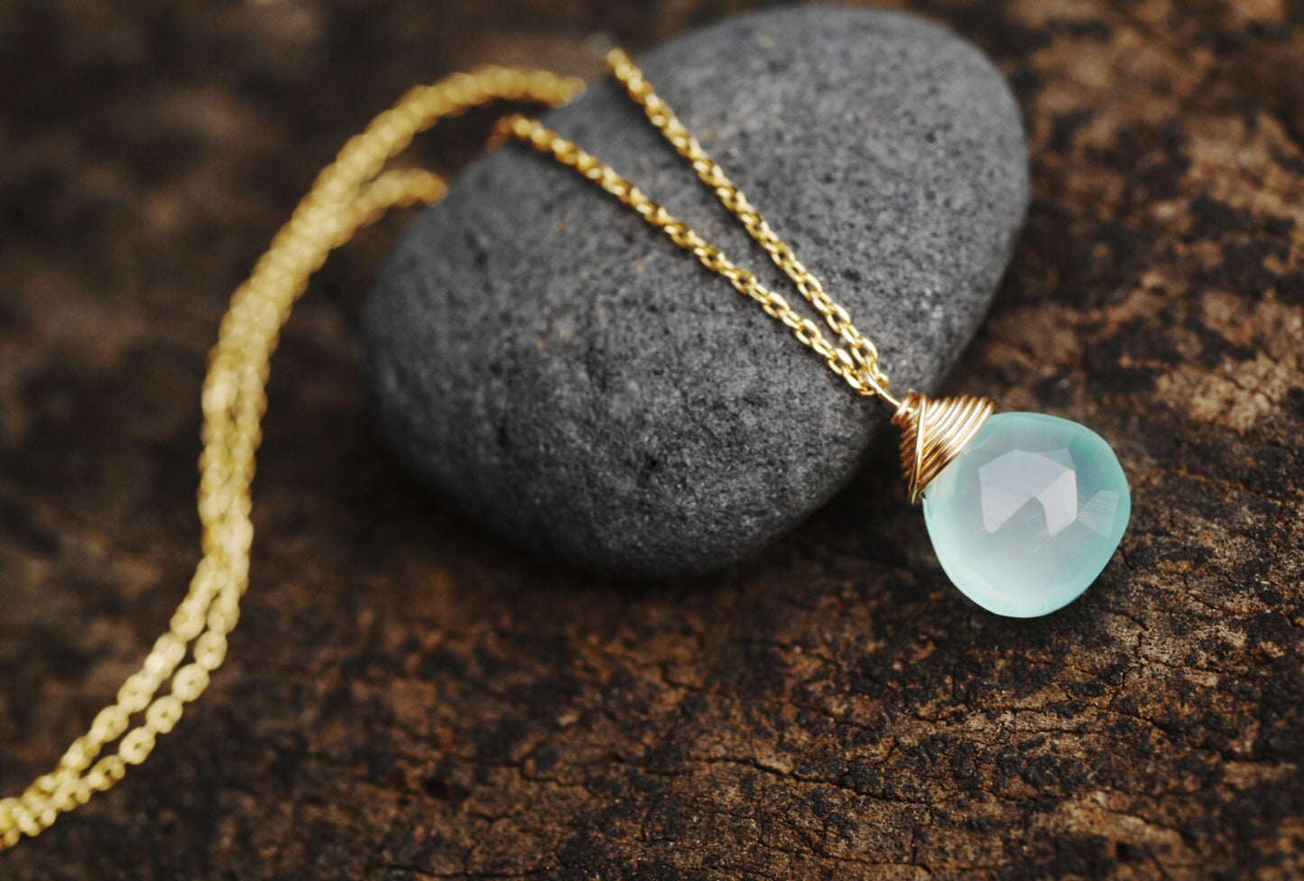 Aqua Chalcedony triangle jewelry set // Sea foam green glowing semiprecious gemstones // Handmade in Hawaii with love //