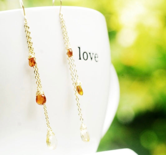 AAA gemstone drop earrings - Tundra Sapphire, Garnet, Aqua marine or other gemstones - wirewrapped 24K or Sterling silver - Dangle Earrings - ONE OF A KIND AND VERY LIMITED EDITION Lovingly handmade in Hawaii 💖