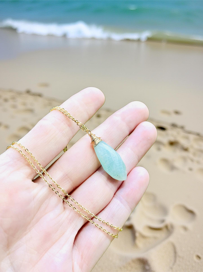 Marvelous ocean blue Amazonite necklace 🩵✨ Absolutely delightful semi precious gemstone necklace! Handmade in Hawaii with love! Very limited edition only a few available 🦋