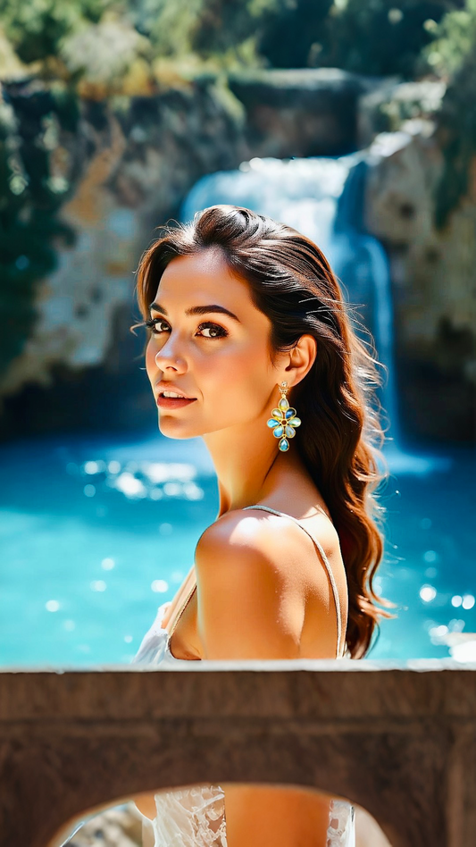 Delightful flower shaped gemstone earrings! Pick your Sparkling AAA gemstones: Labradorite Moonstone and other semi precious gemstones! Handmade in Hawaii with love!