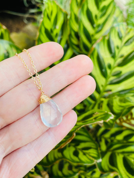 STUNNING Moonstone & petite Aqua Chalcedony necklace // Amazing AAA Moonstone and Aqua Chalcedony // Lovingly handmade in Hawaii //
