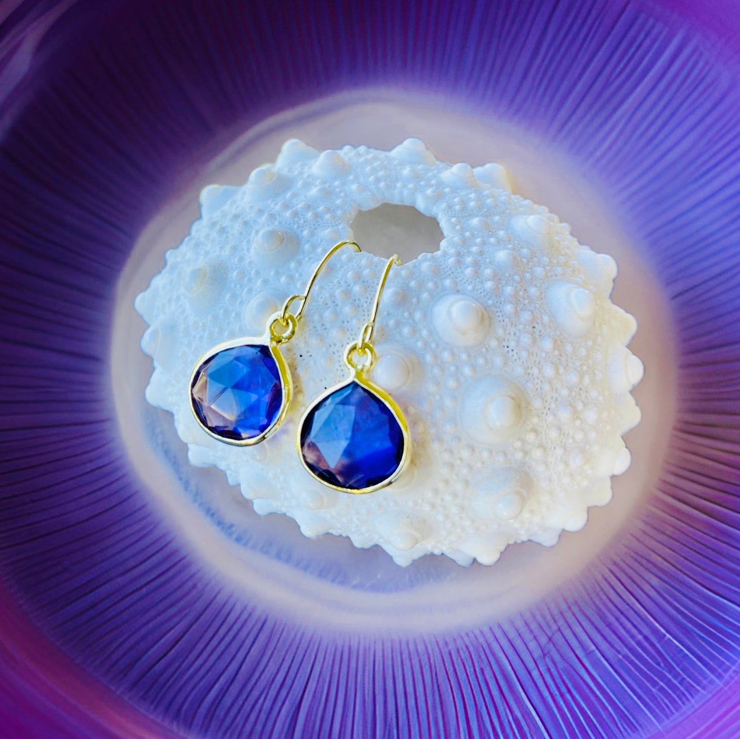 Wonderful Amethyst earrings. 24K gold or Sterling silver Electroplated Amethyst crystal jewelry dangles. Necklace available as well 💜