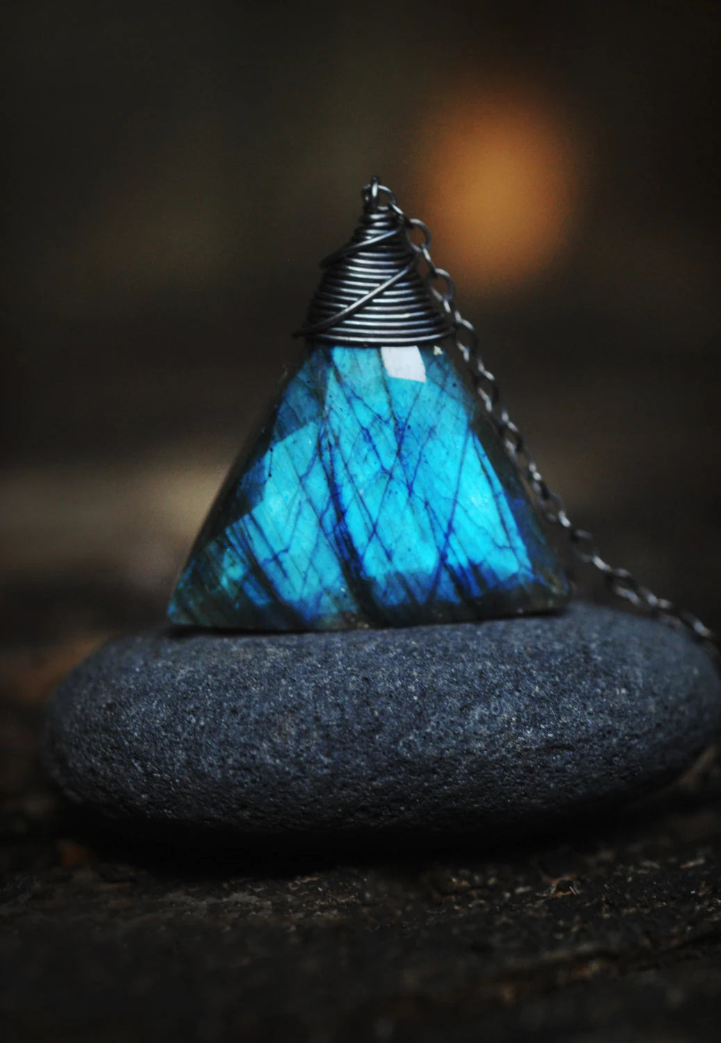 STUNNING triangle shaped Labradorite Necklace //  AMAZING & UNIQUE gemstones // Blue Flash //Boho // Lovingly Handmade in Hawaii //