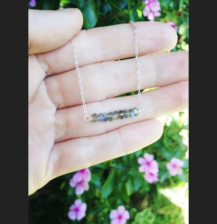 SPARKLING gemstone bar necklace // Petite, gorgeous AAA gemstones // Pick your gemstone // wirewrapped jewelry // Handmade in Hawaii with love //