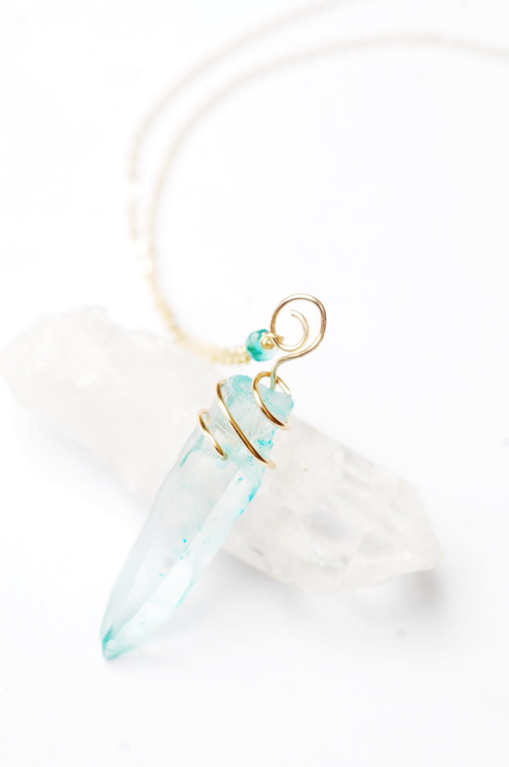 Absolutely delightful, Raw, Aqua blue, Fluorite Crystal Point necklace // Wire wrapped jewelry // Handmade in Hawaii with love //