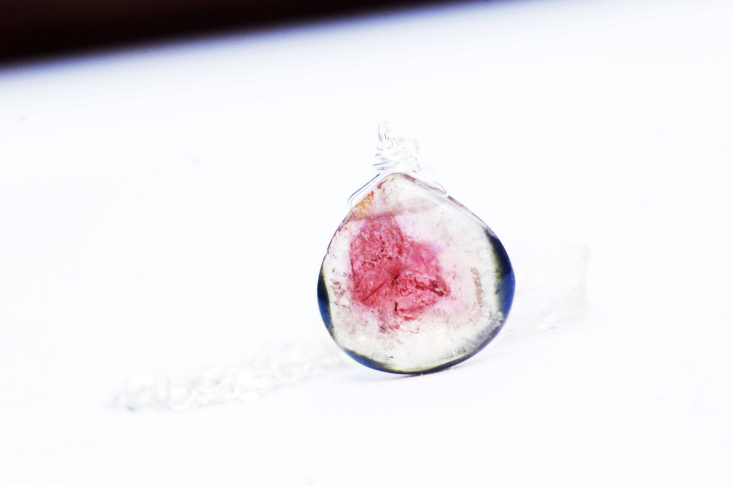 Watermelon Tourmaline slice necklace // Sterling silver wrapped natural pink & green Watermelon Tourmaline // Handmade with love //