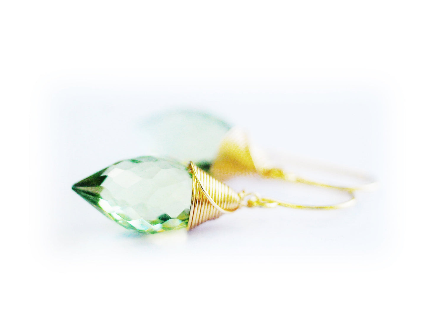 Stunning Green Amethyst Dew Drop Dangle Earrings // Sparkling AAA Gemstones // Wire wrapped jewelry // Handmade in Hawaii with love //