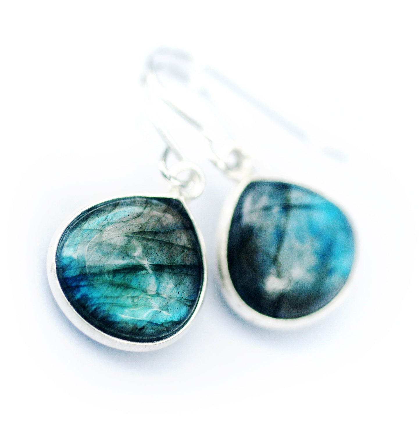 AAA quality gorgeous ocean blue Labradorite gemstone dangle earrings // Sterling silver drop earrings // Handmade in Hawaii //