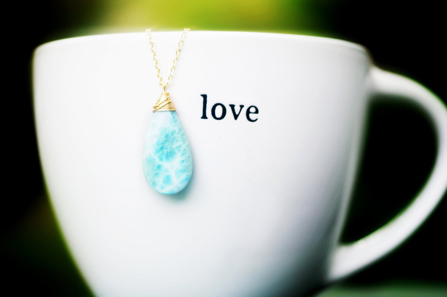 GORGEOUS Ocean Blue Larimar Gemstone Necklace rare AAA gemstones // Wire wrapped jewelry 24K Gold filled or sterling silver //Handmade in Hawaii with love //