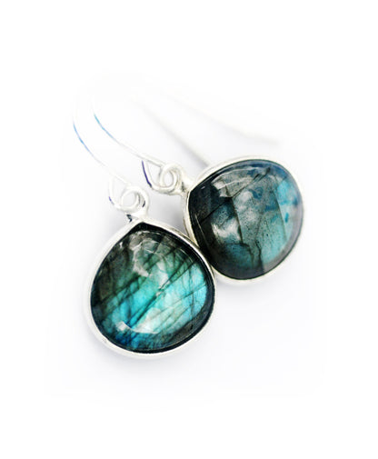 AAA quality gorgeous ocean blue Labradorite gemstone dangle earrings // Sterling silver drop earrings // Handmade in Hawaii //