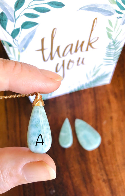 GORGEOUS Ocean Blue Larimar Gemstone Necklace rare AAA gemstones // Wire wrapped jewelry 24K Gold filled or sterling silver //Handmade in Hawaii with love //