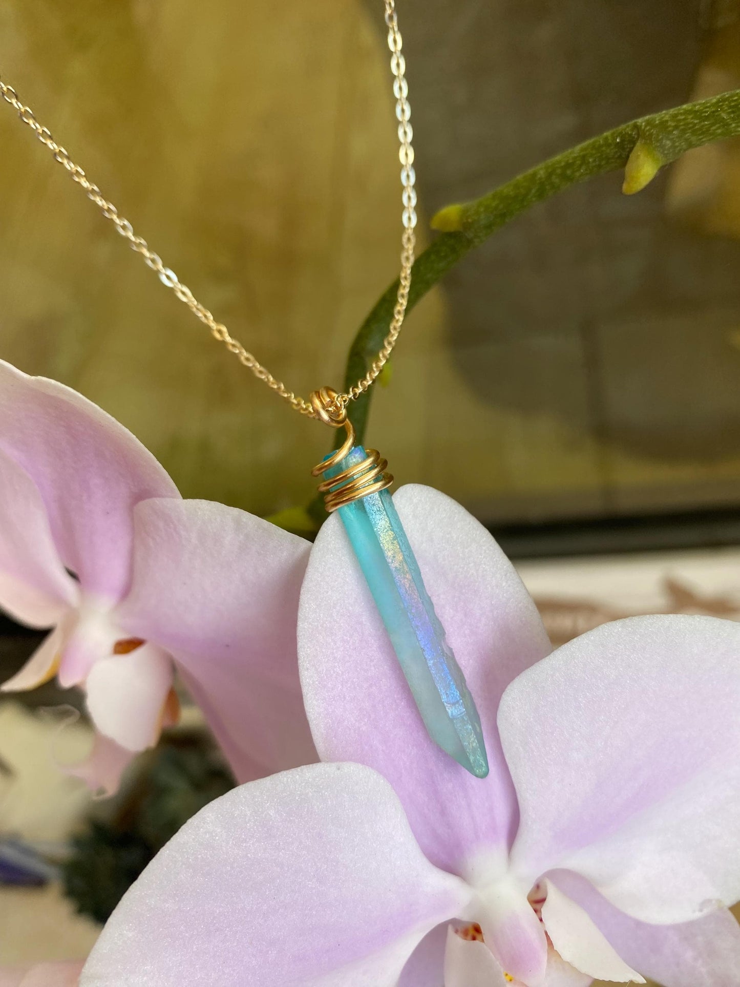 Absolutely delightful, Raw, Aqua blue, Fluorite Crystal Point necklace // Wire wrapped jewelry // Handmade in Hawaii with love //