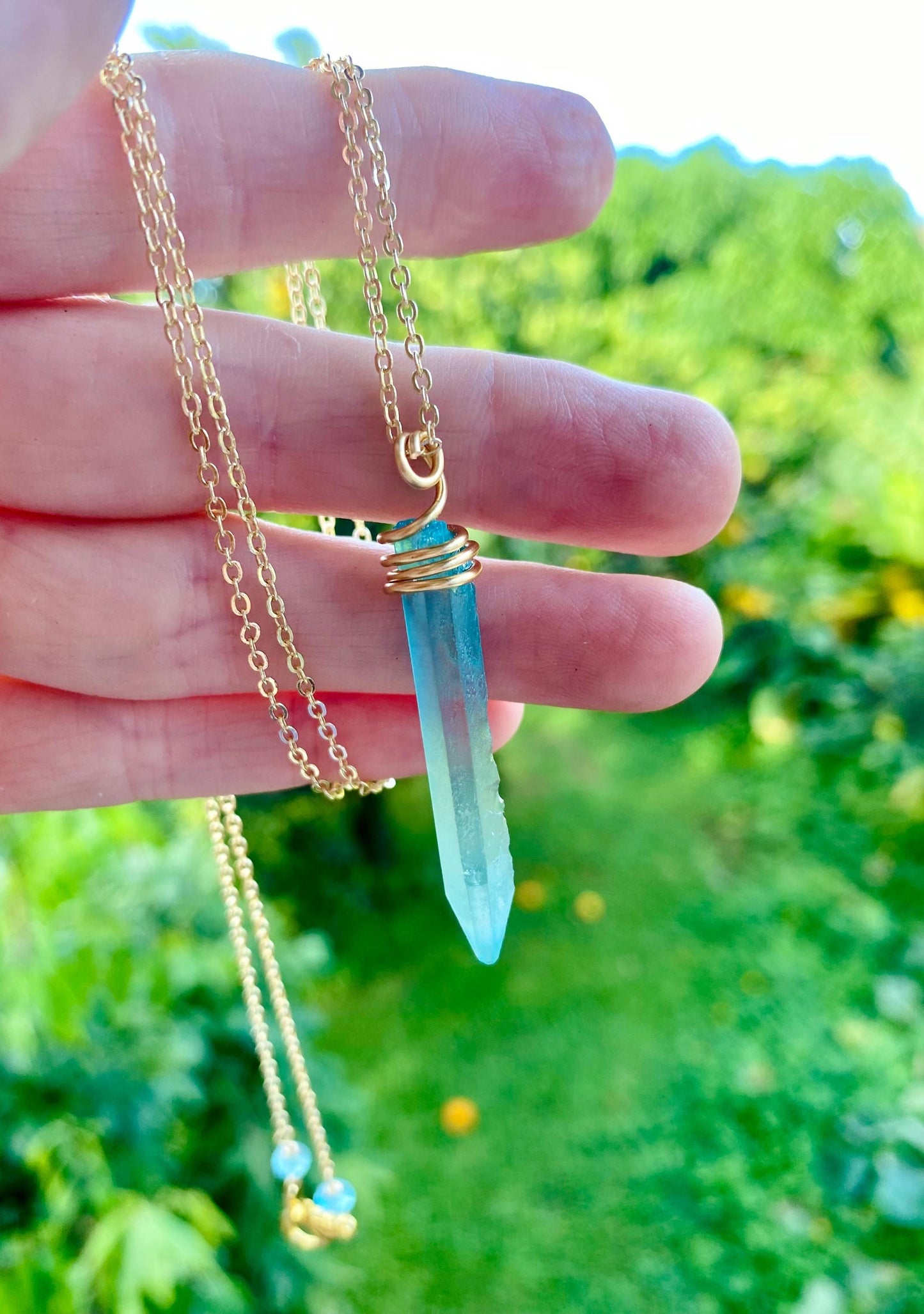 Absolutely delightful, Raw, Aqua blue, Fluorite Crystal Point necklace // Wire wrapped jewelry // Handmade in Hawaii with love //