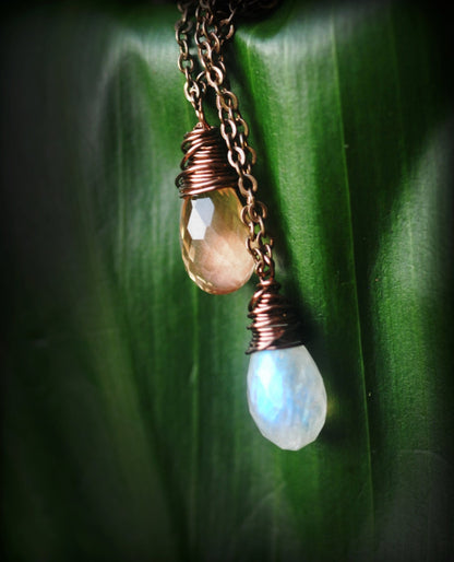 STUNNING & SPARKLING AAA Shciller Oregon Sunstone Drop Necklace // A little drop of Sunshine handmade in Hawaii with love!