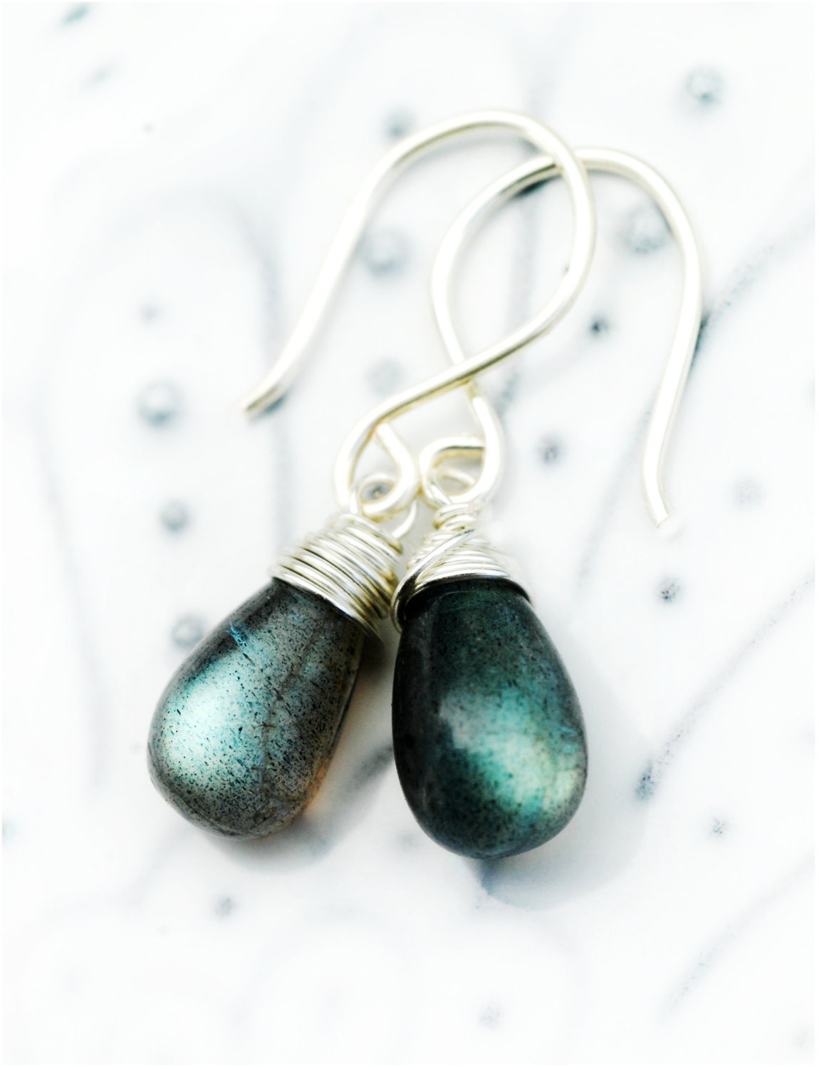 STUNNING Labradorite dangle drop earrings // AMAZING, unique, blue green flash, AAA quality gemstones // Handmade with love in Hawaii //