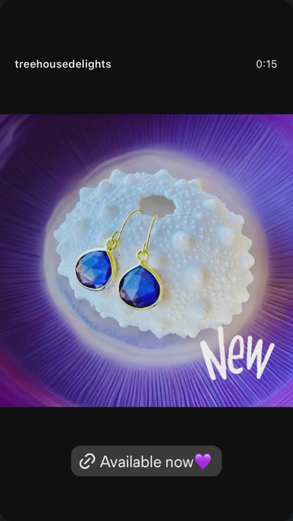 Wonderful Amethyst earrings. 24K gold or Sterling silver Electroplated Amethyst crystal jewelry dangles. Necklace available as well 💜