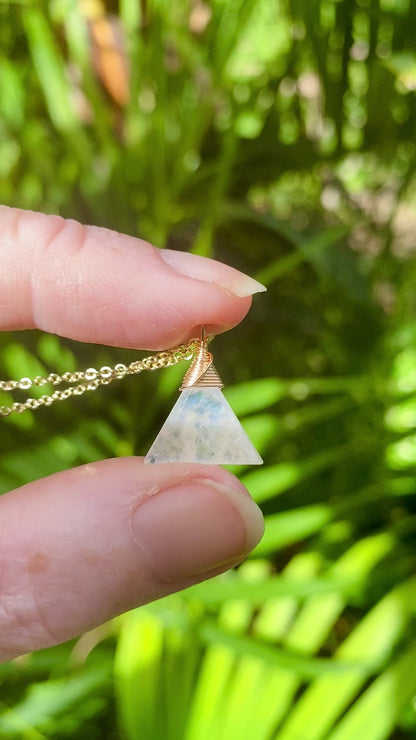 Delightful triangle shaped Labradorite Necklace //  AMAZING & UNIQUE gemstones // Blue Flash //Boho // Lovingly Handmade in Hawaii //