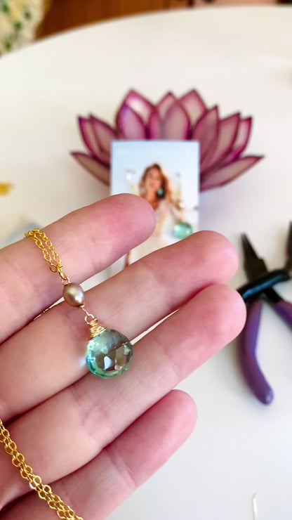 Delightful Aqua Chalcedony and petite pearl dangle earrings. Glowing & AMAZING natural gemstones and pearls. Available with more gemstones. Handmade in Hawaii with love 💗